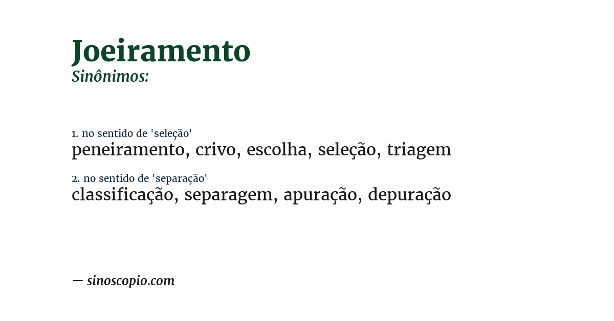 Sinônimo de joeiramento