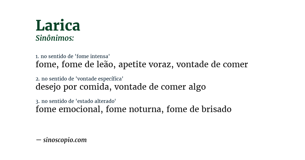 Sinônimo de larica