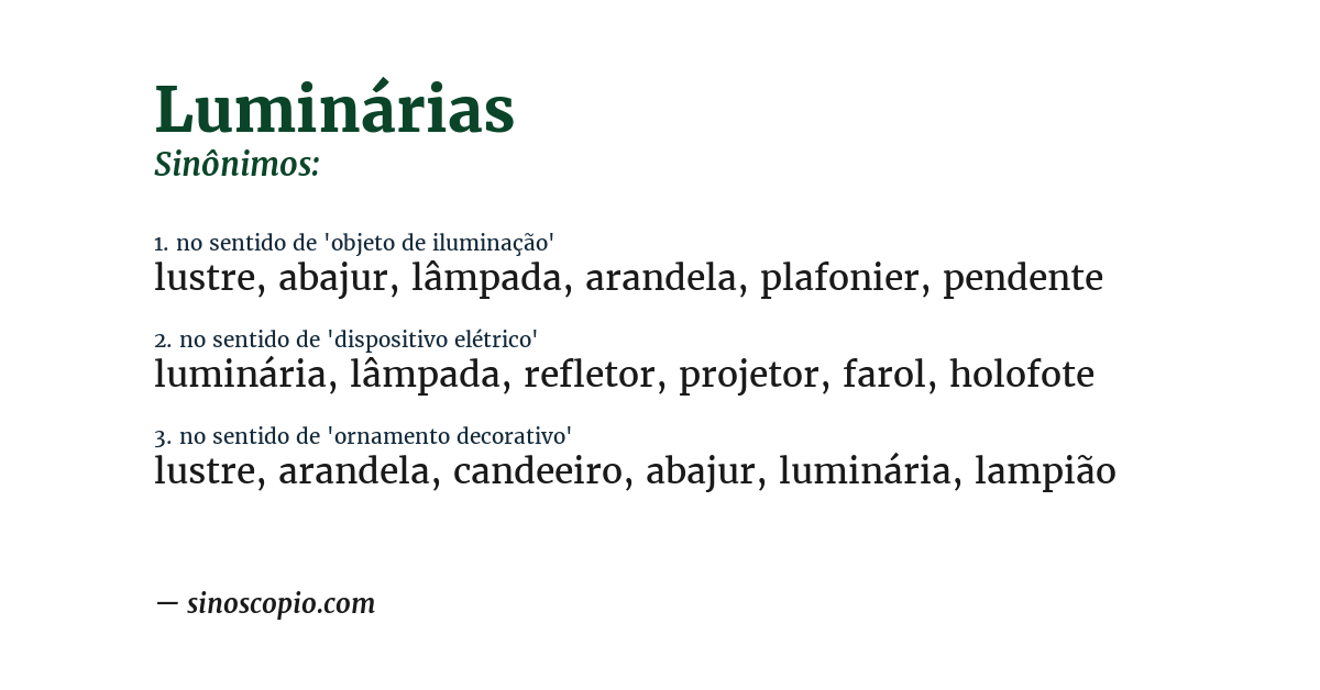 Sinônimo de luminárias