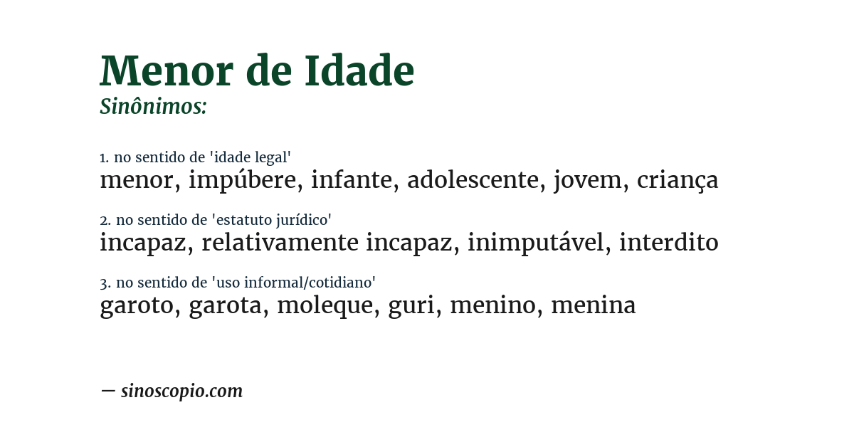 Sinônimo de menor de idade