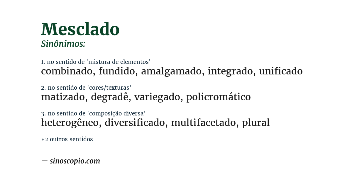 Sinônimo de mesclado