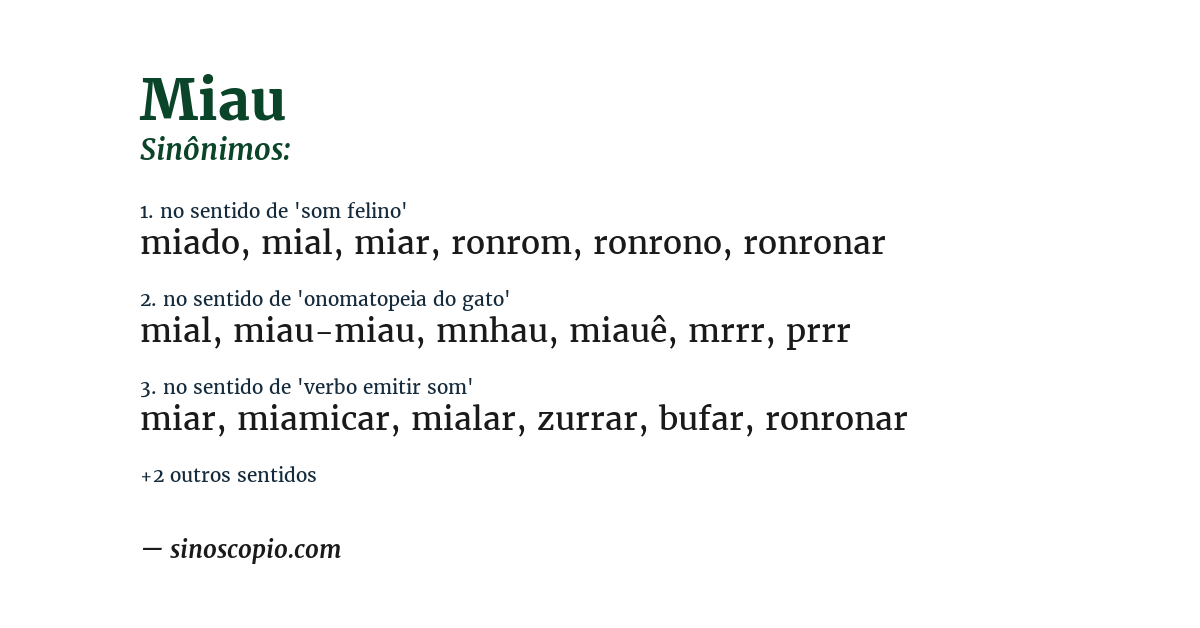 Sinônimo de miau