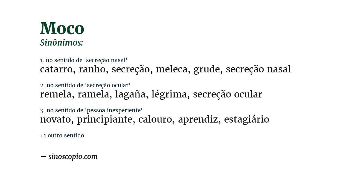 Sinônimo de moco