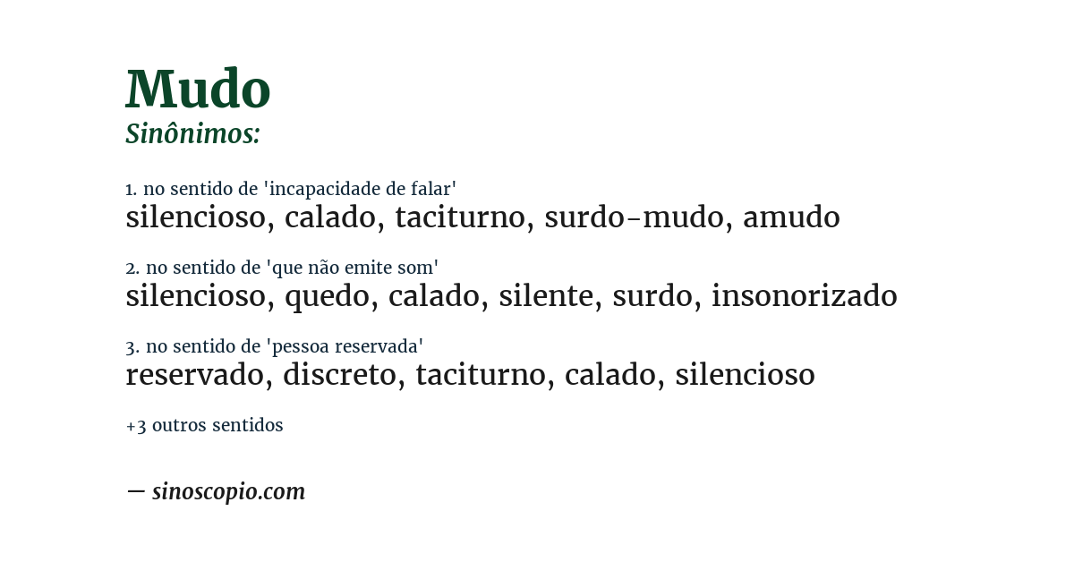 Sinônimo de mudo