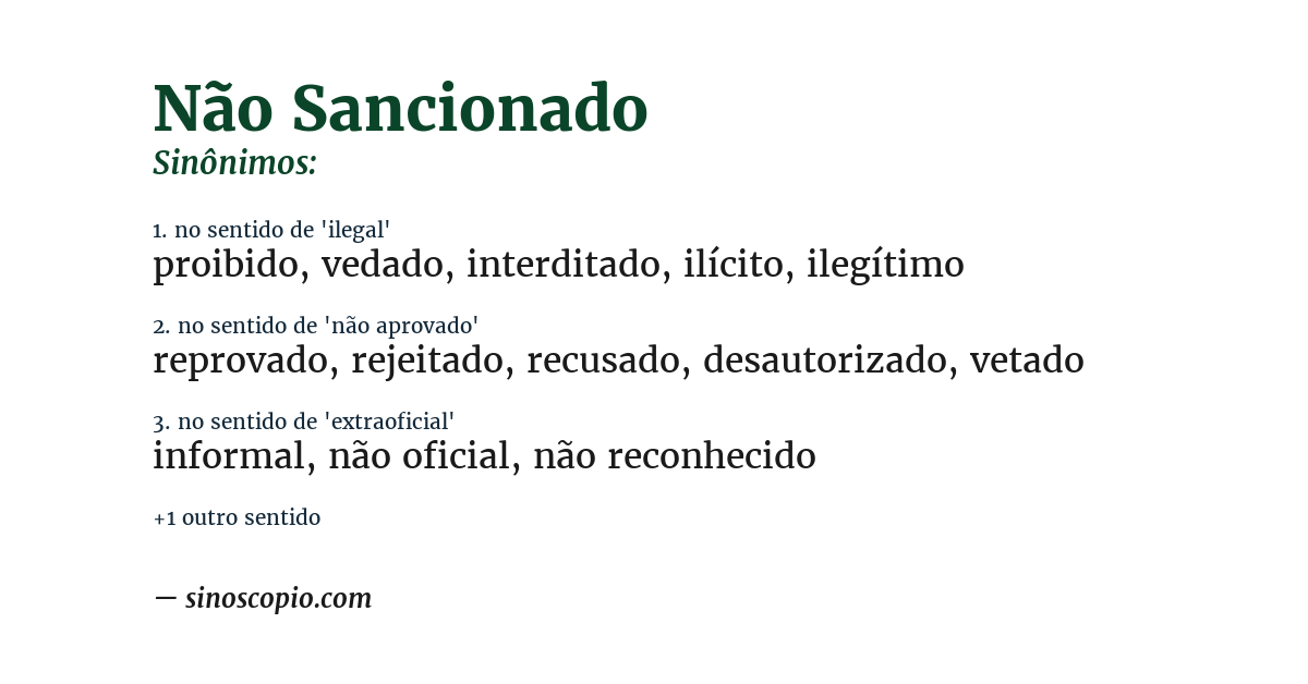 Sinônimo de não sancionado