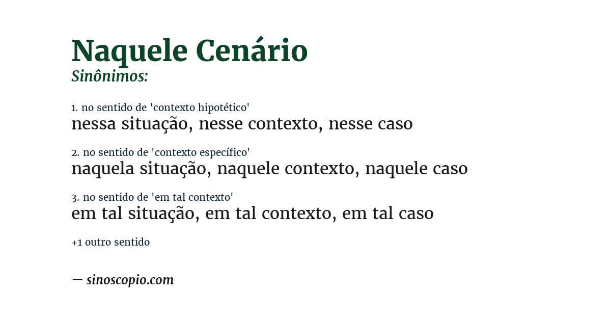 Sinônimo de naquele cenário