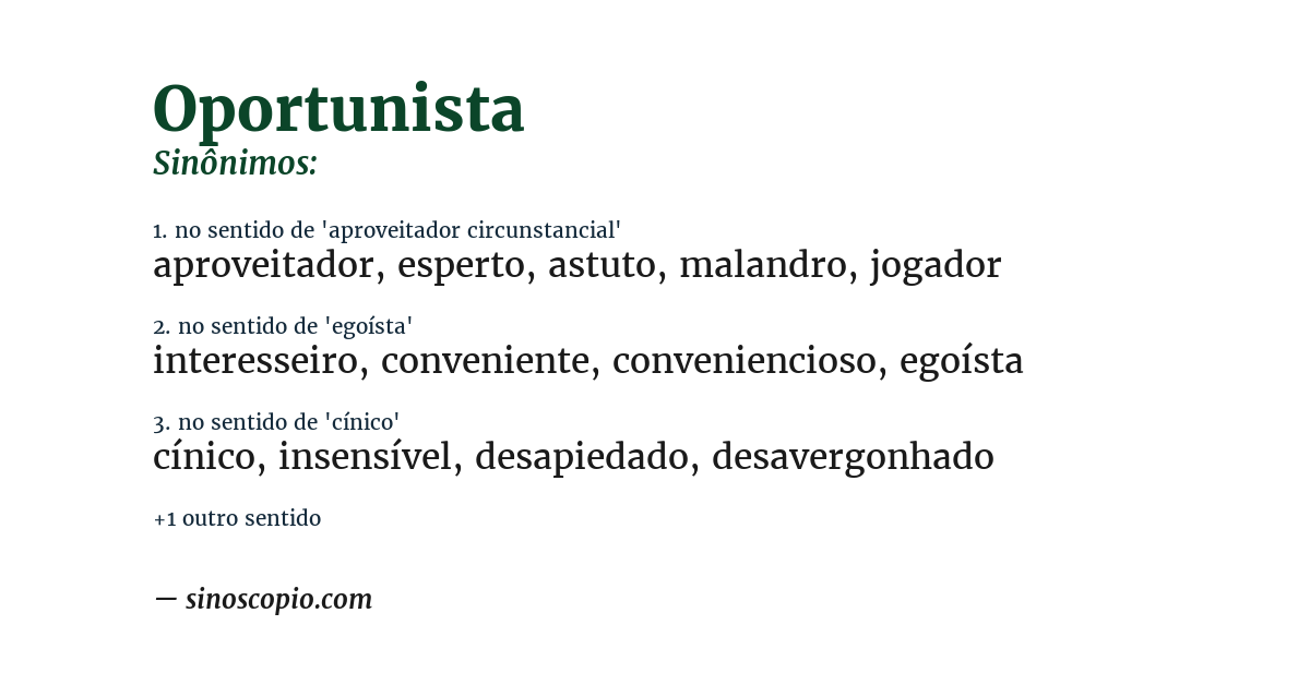 Sinônimo de oportunista