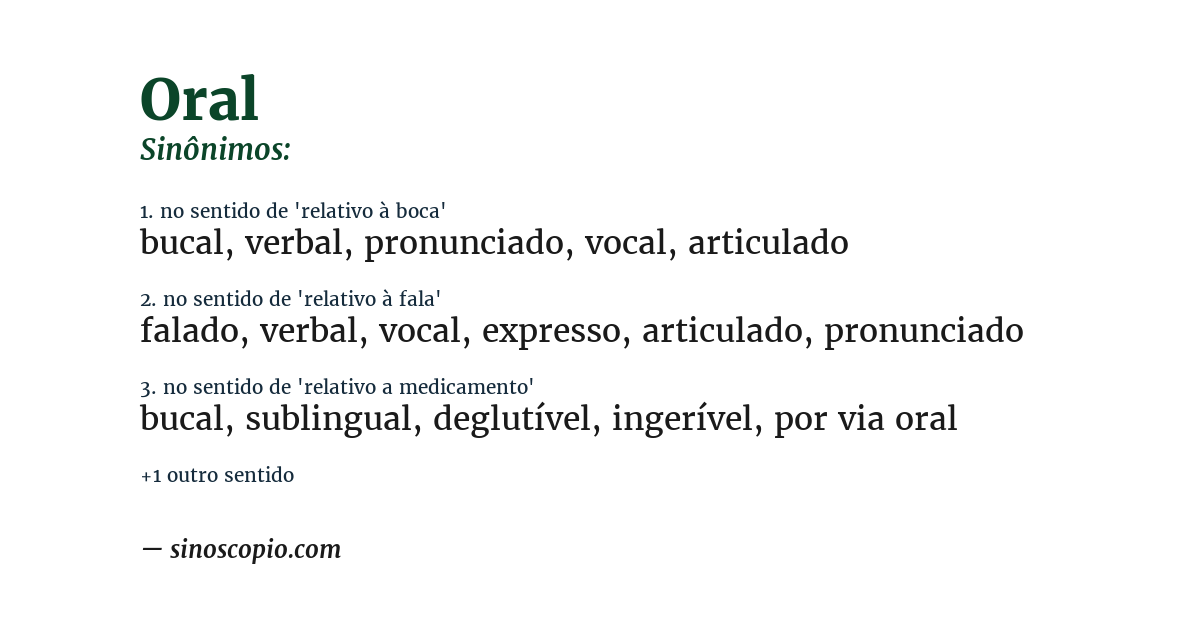 Sinônimo de oral