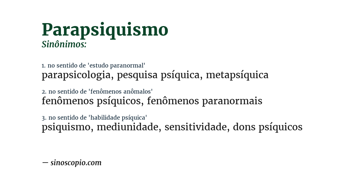 Sinônimo de parapsiquismo