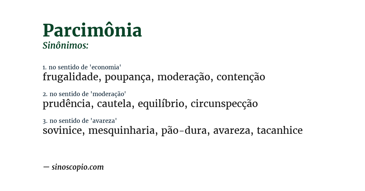 Sinônimo de parcimônia