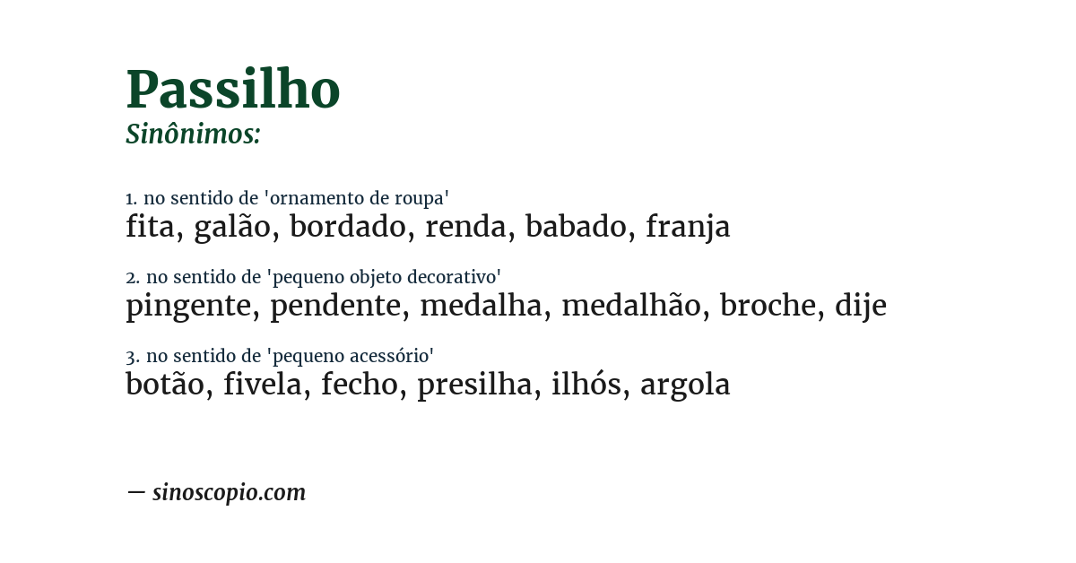 Sinônimo de passilho