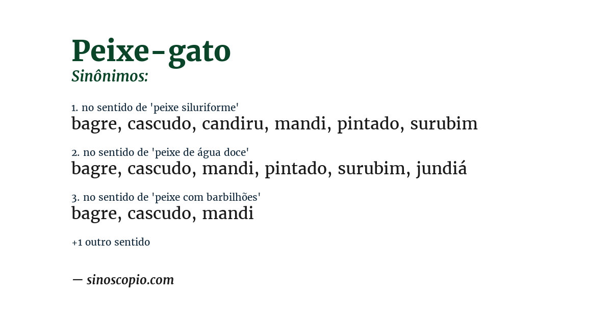 Sinônimo de peixe-gato
