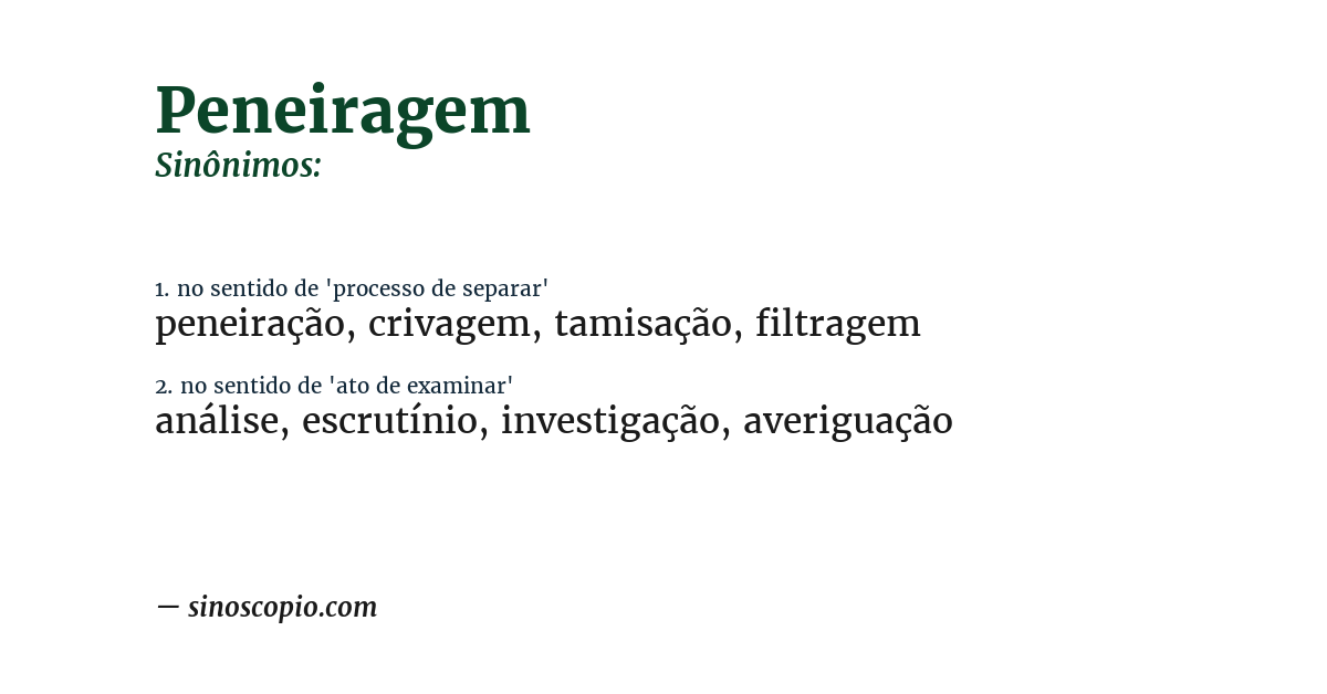 Sinônimo de peneiragem