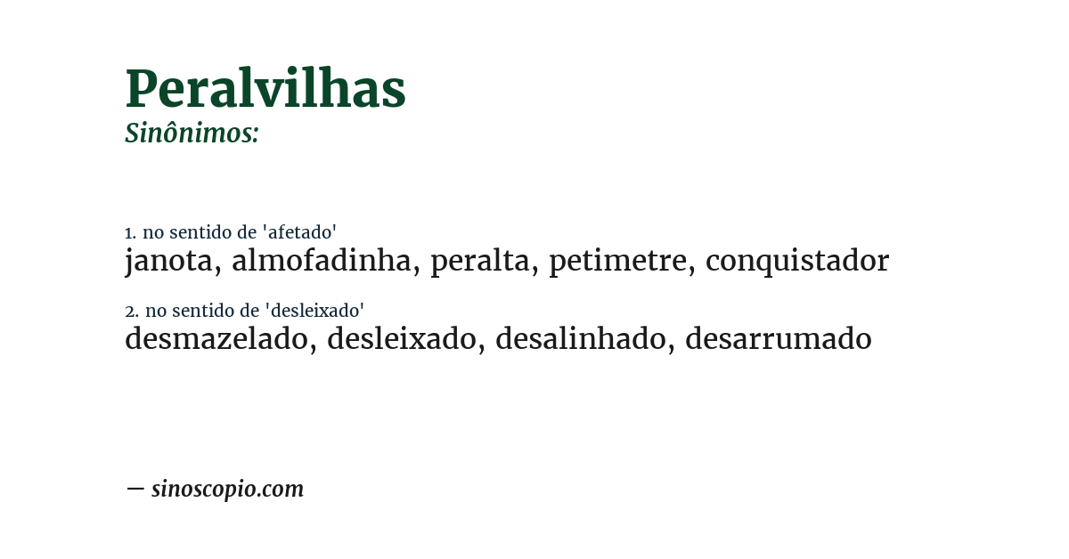 Sinônimo de peralvilhas