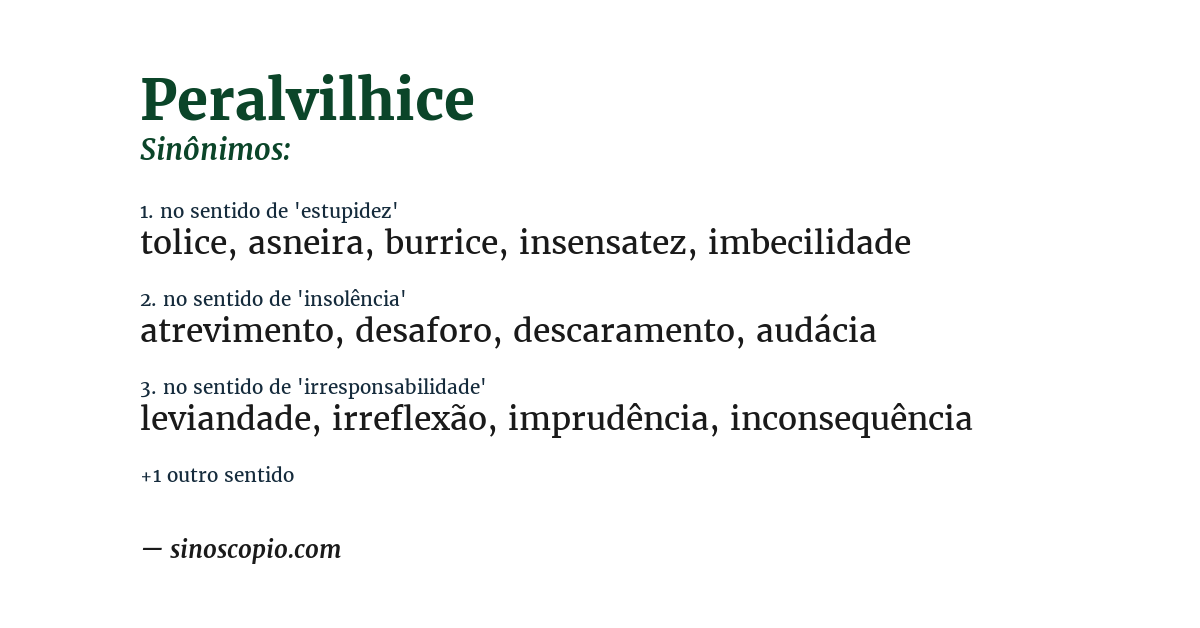 Sinônimo de peralvilhice