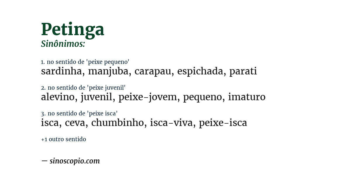 Sinônimo de petinga