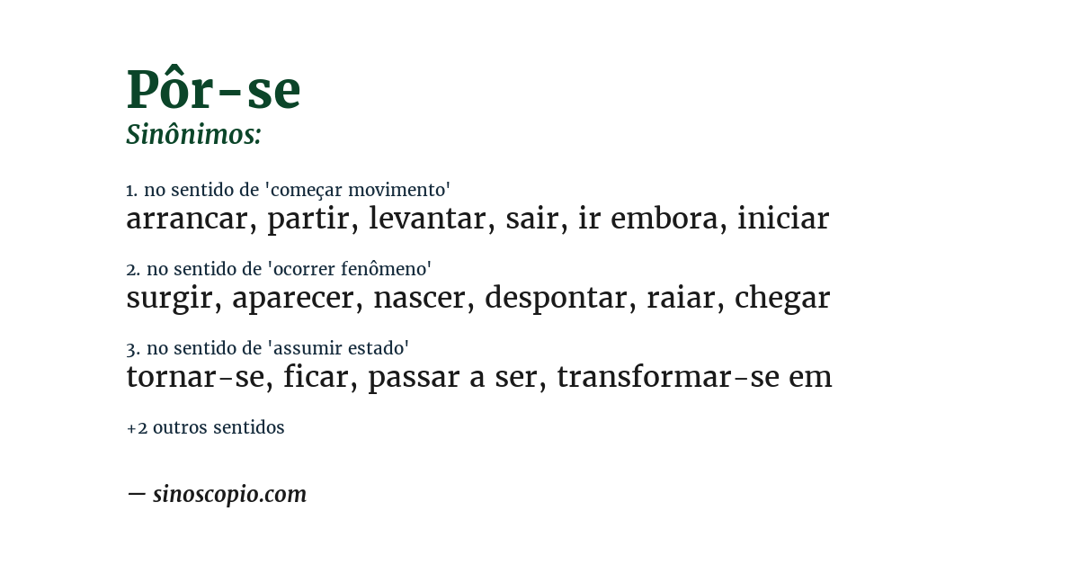 Sinônimo de pôr-se