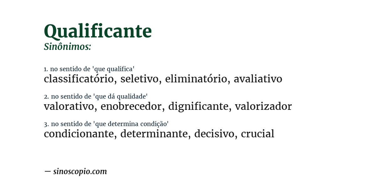 Sinônimo de qualificante
