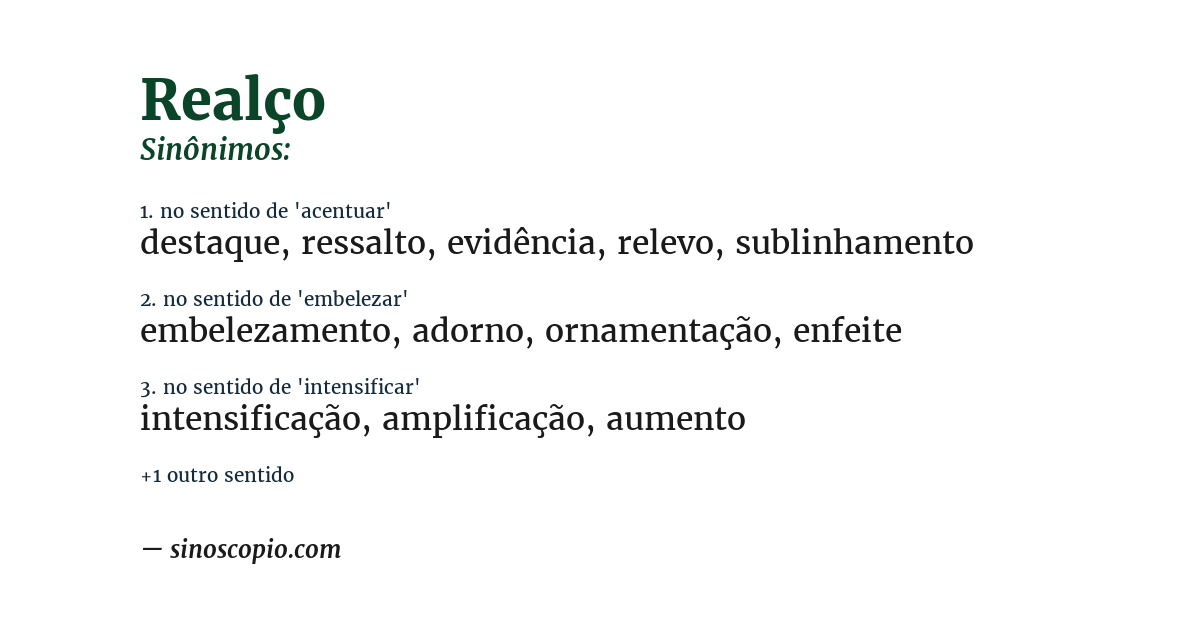 Sinônimo de realço