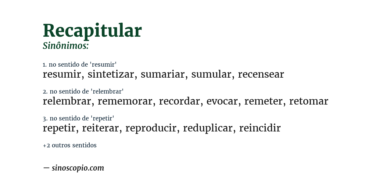 Sinônimo de recapitular