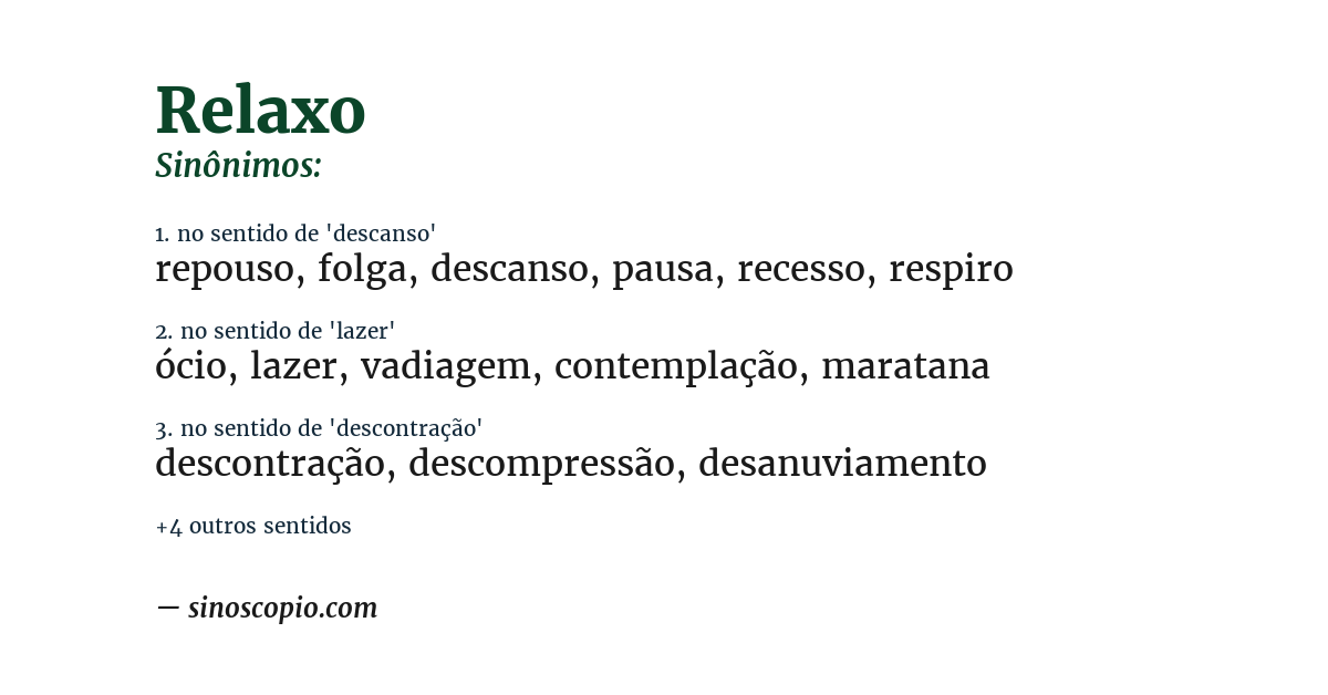 Sinônimo de relaxo