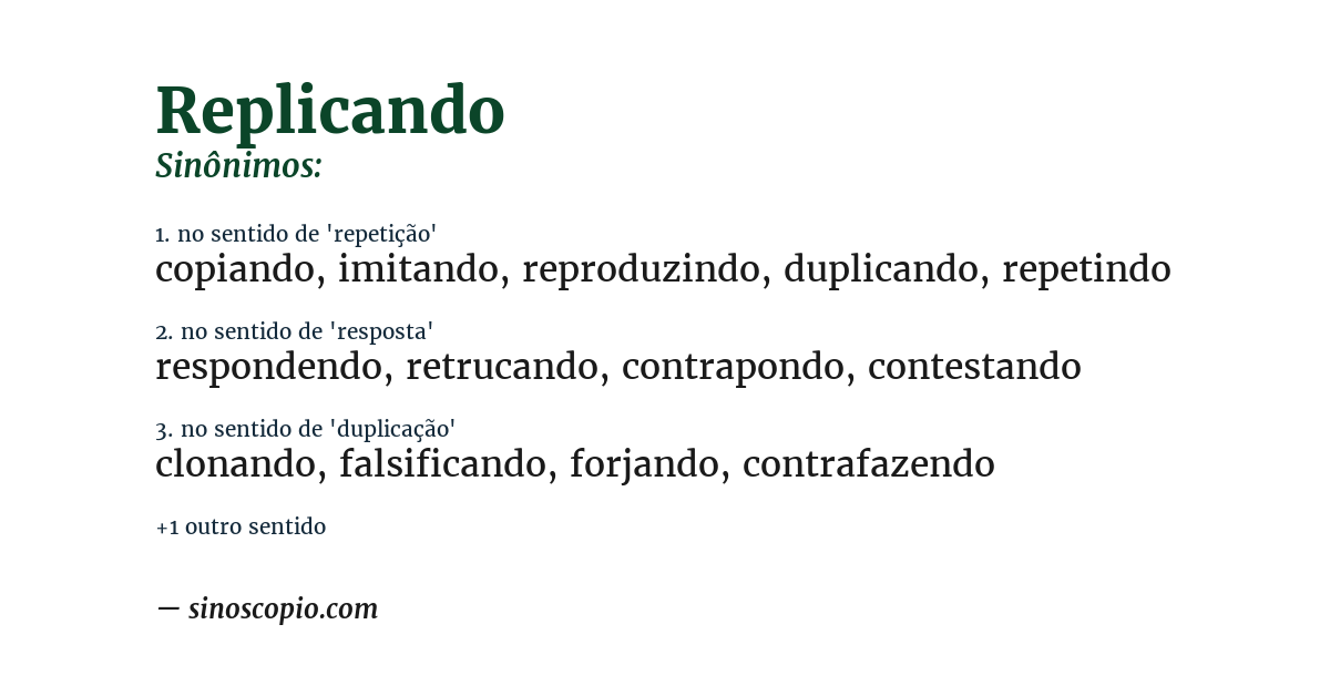 Sinônimo de replicando