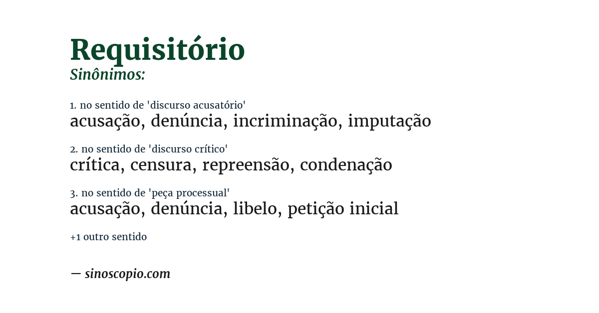 Sinônimo de requisitório