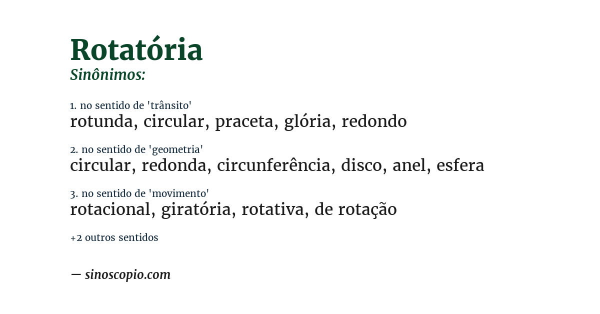 Sinônimo de rotatória