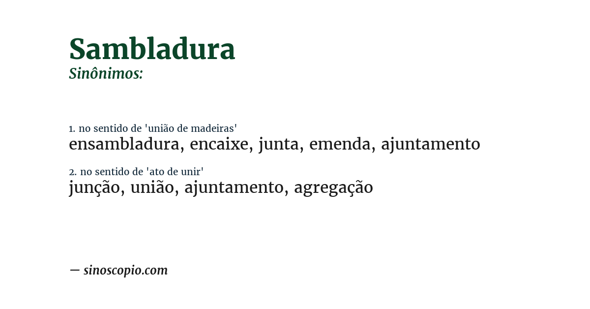 Sinônimo de sambladura