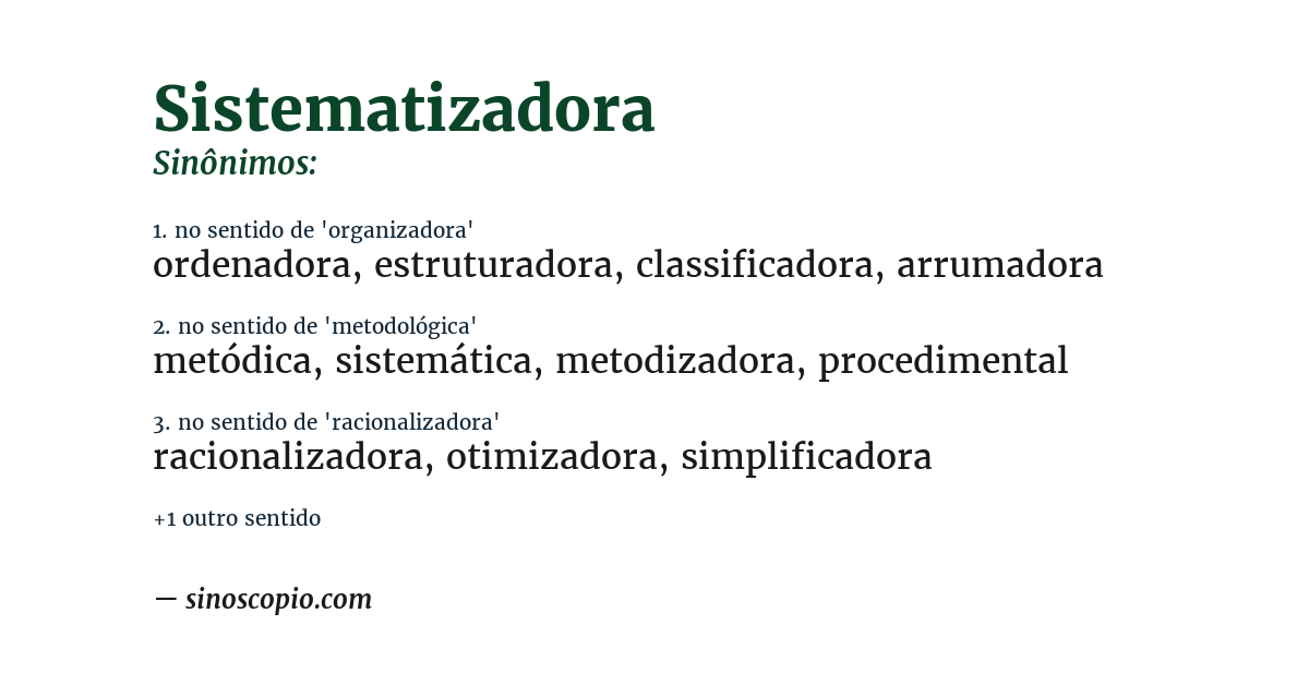Sinônimo de sistematizadora
