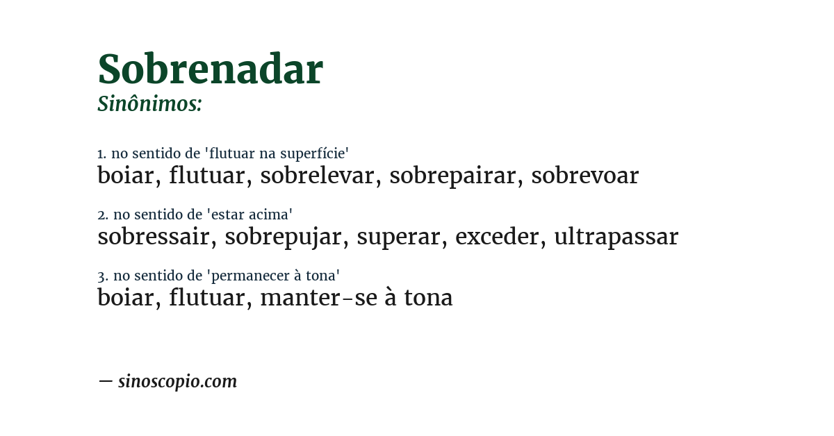 Sinônimo de sobrenadar