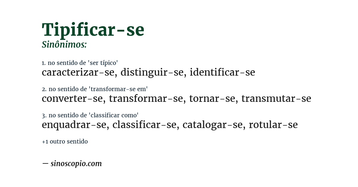 Sinônimo de tipificar-se