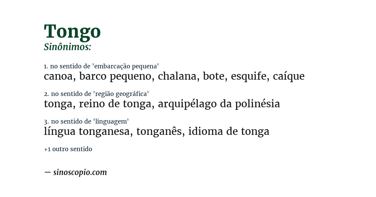 Sinônimo de tongo