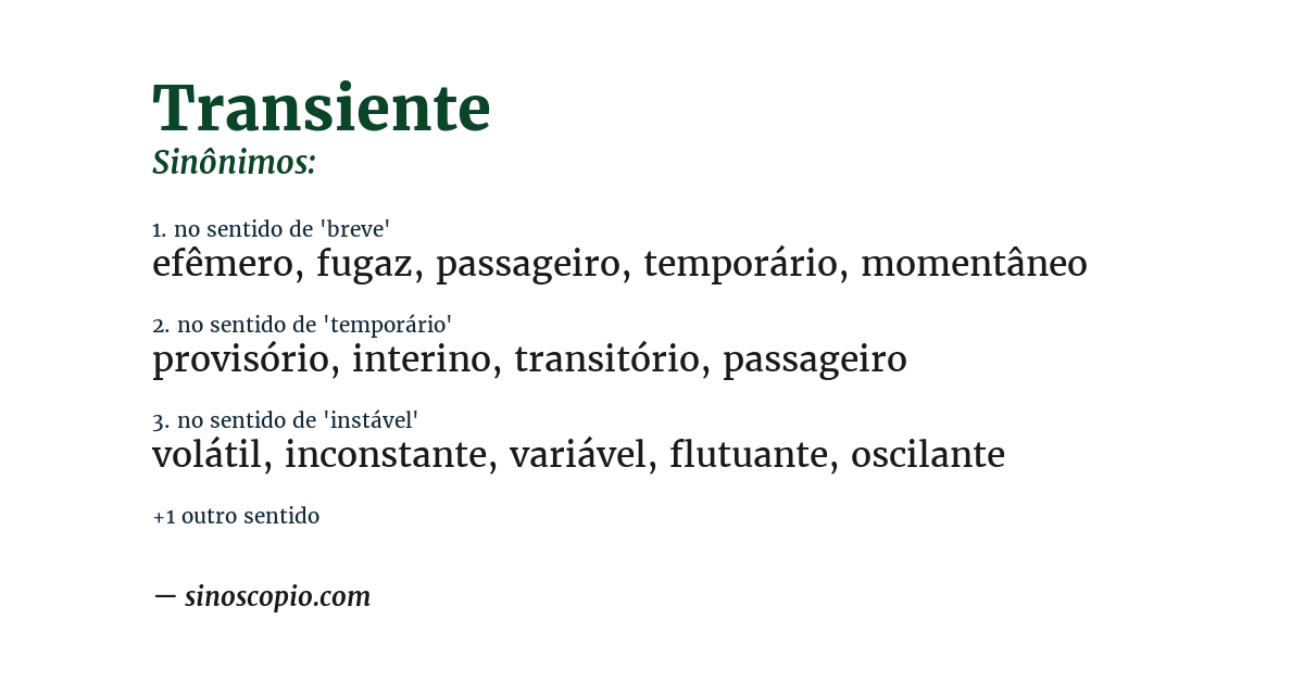 Sinônimo de transiente