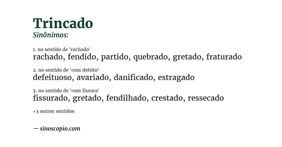 Sinônimo de trincado
