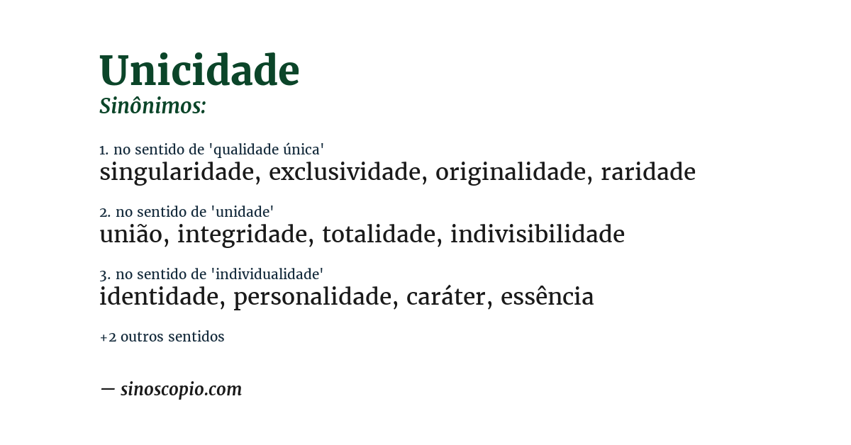 Sinônimo de unicidade
