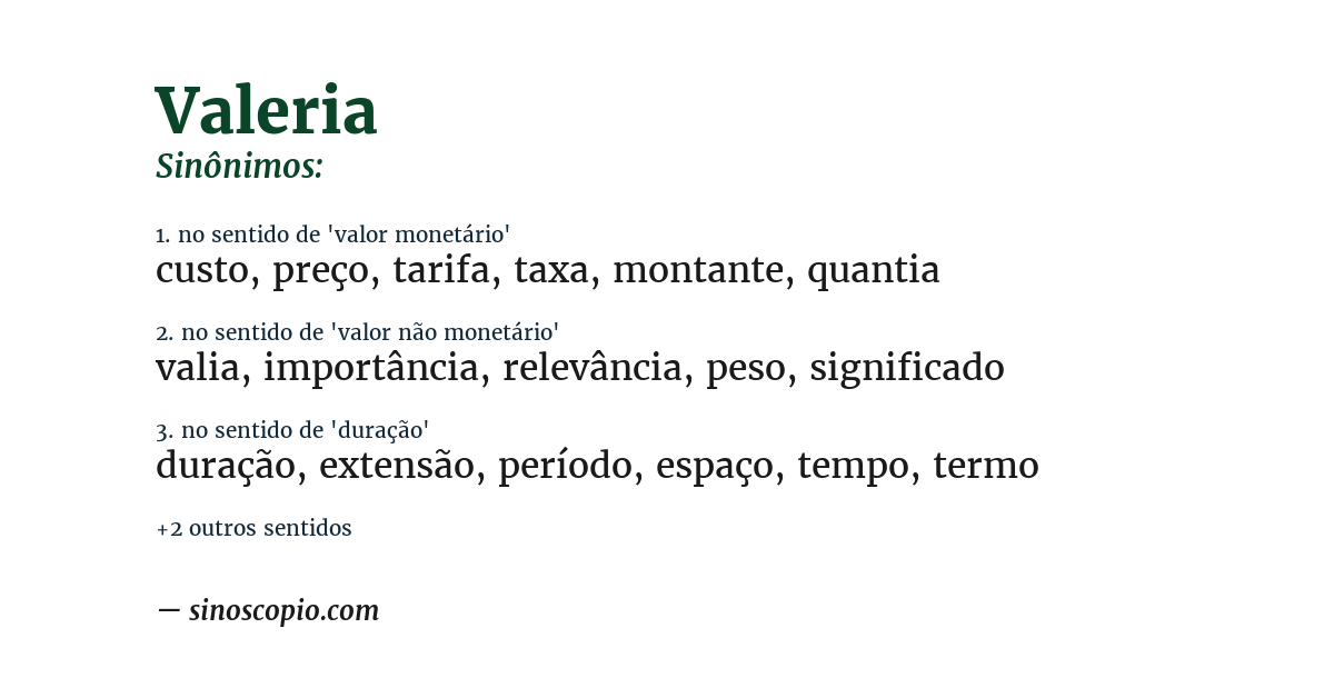 Sinônimo de valeria