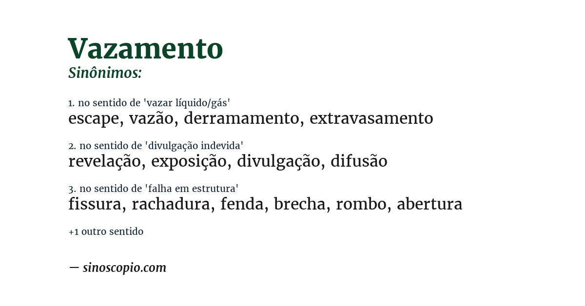 Sinônimo de vazamento