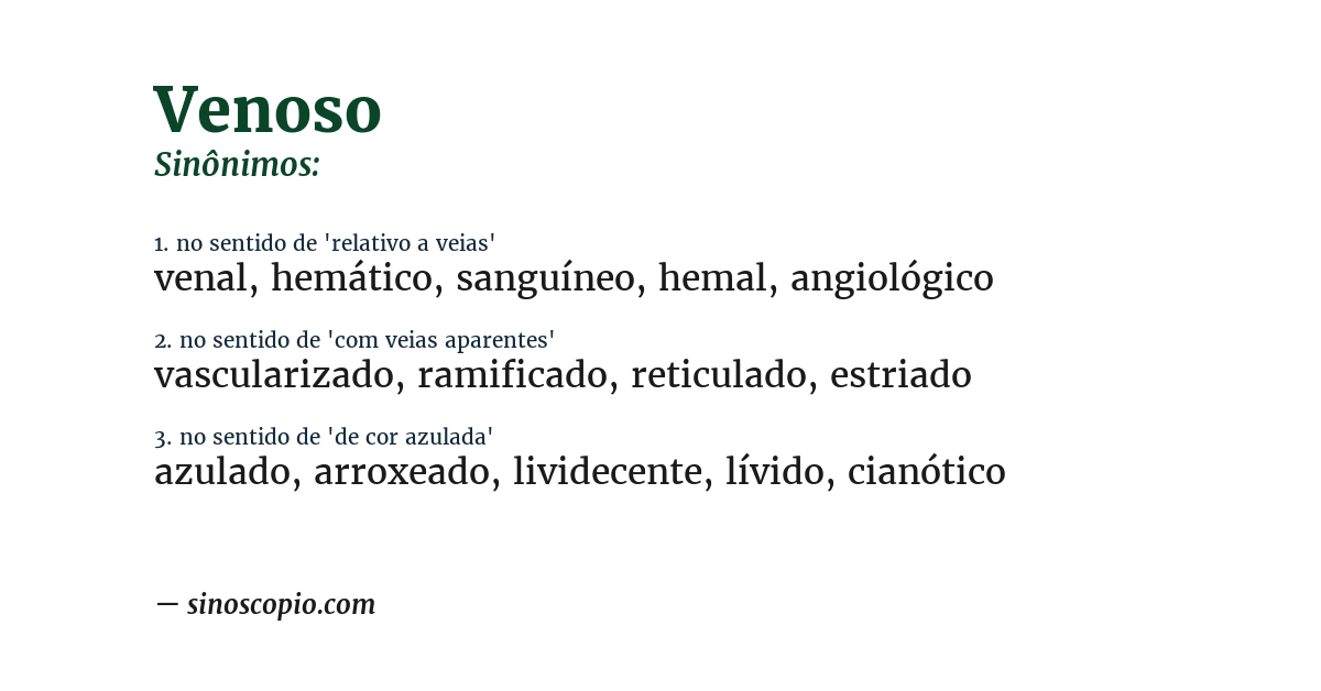 Sinônimo de venoso