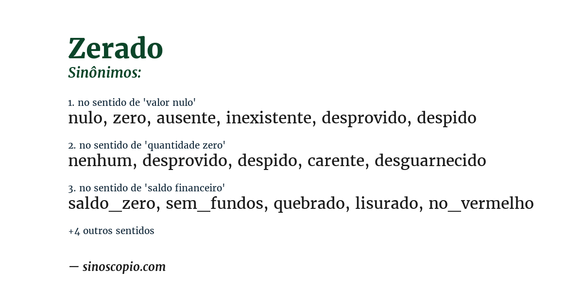 Sinônimo de zerado