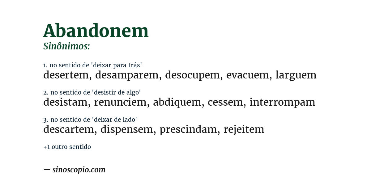 Sinônimo de abandonem