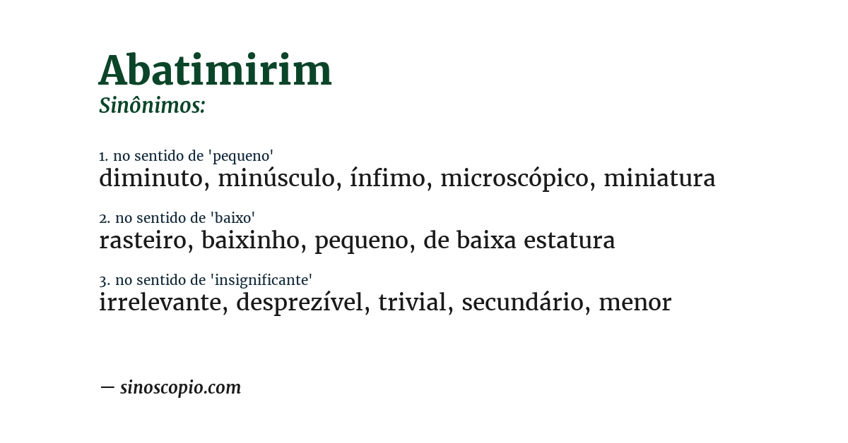 Sinônimo de abatimirim