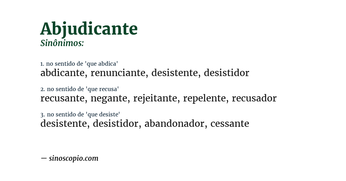 Sinônimo de abjudicante