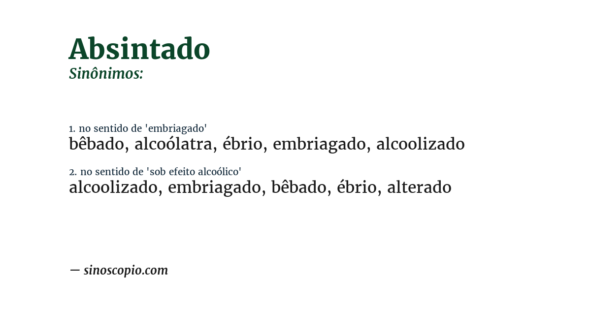 Sinônimo de absintado
