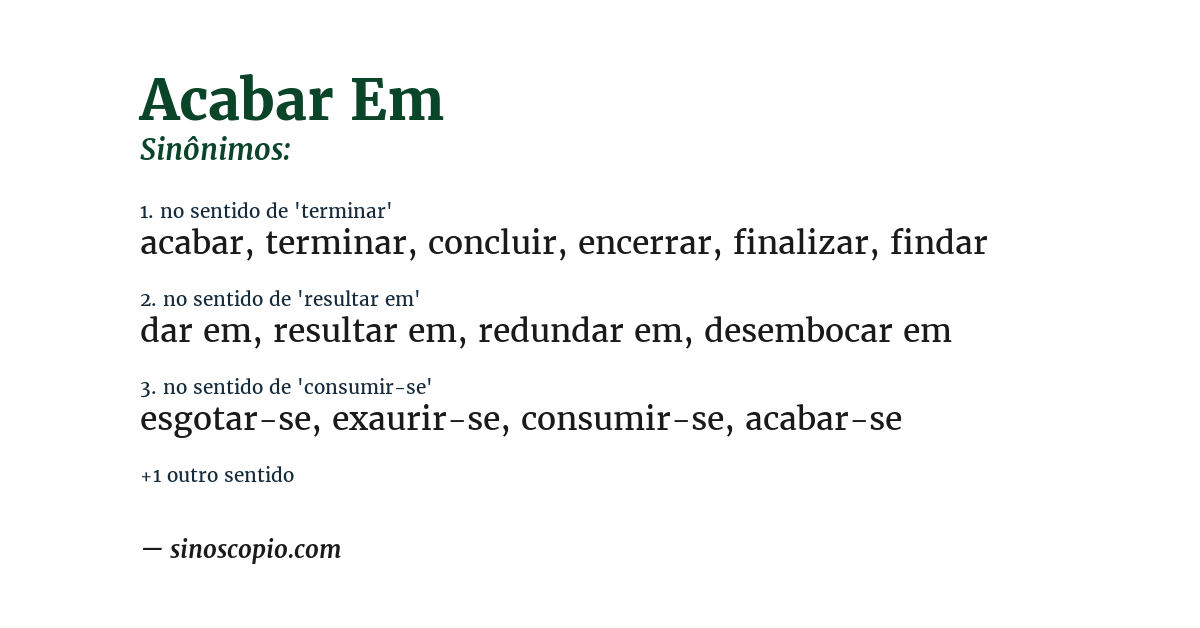 Sinônimo de acabar em