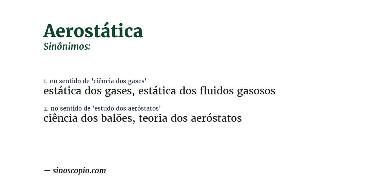 Sinônimo de aerostática