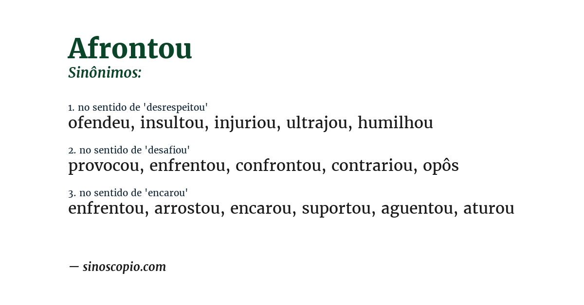 Sinônimo de afrontou