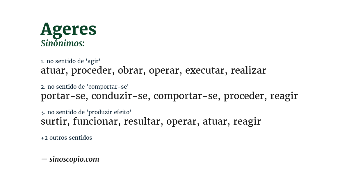 Sinônimo de ageres