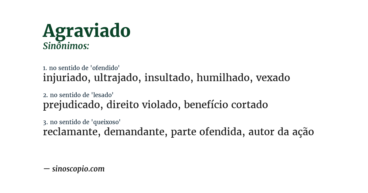 Sinônimo de agraviado