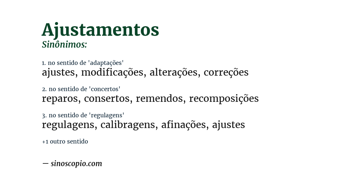 Sinônimo de ajustamentos